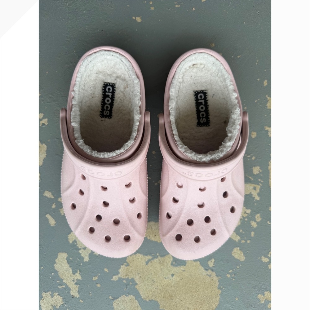 Crocs Classic Lined Clog Pink Fleece Fuzzy Slippers Womens 8 Mens 6 Comfort